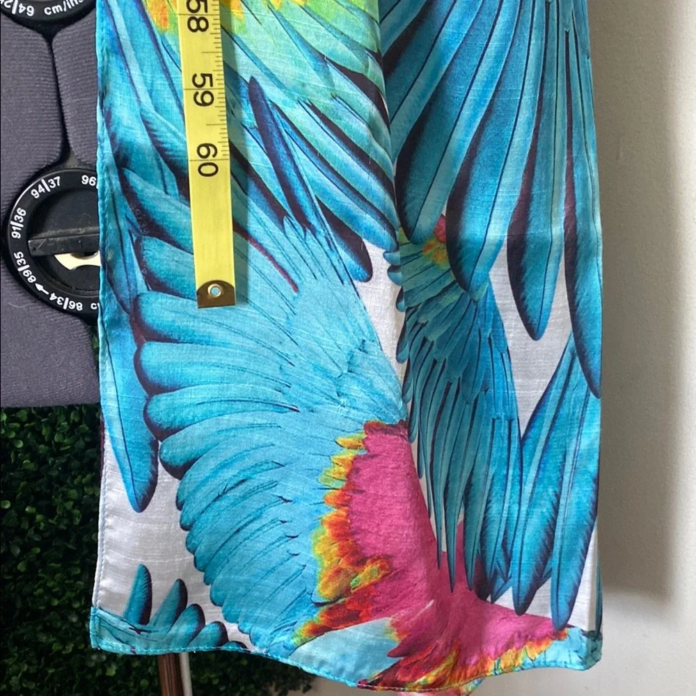 Echo Tropical Feathers Blue and Pink Scarf